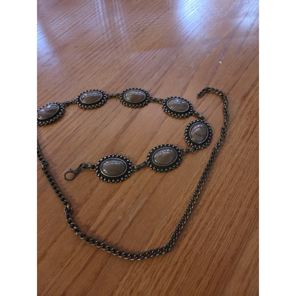 Vintage Cabochon link Chain Belt Retro Western Wear Southwestern